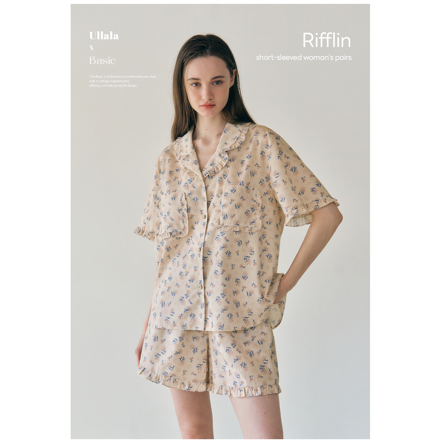 Ullala韩国品牌正品进口睡衣套装碎花棉布短袖短裤25218