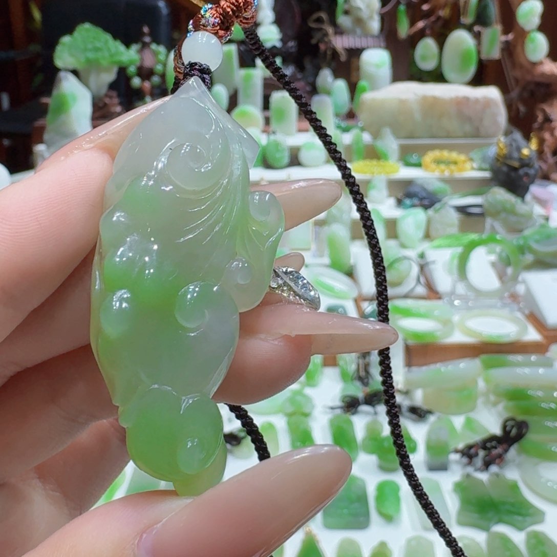 和田玉翠青如意未镶嵌