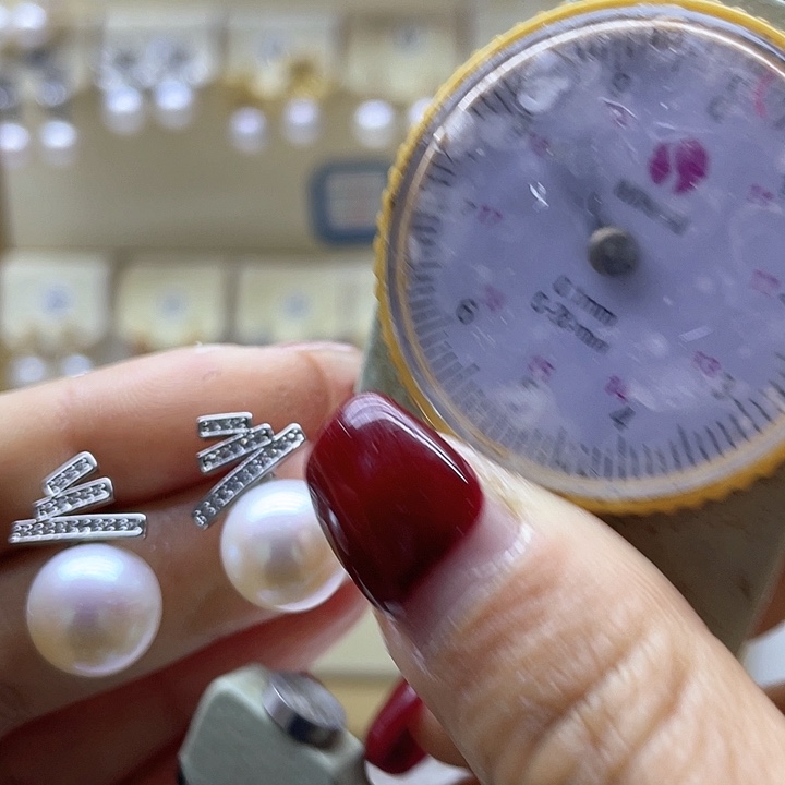 淡水珍珠耳饰银S925镶嵌