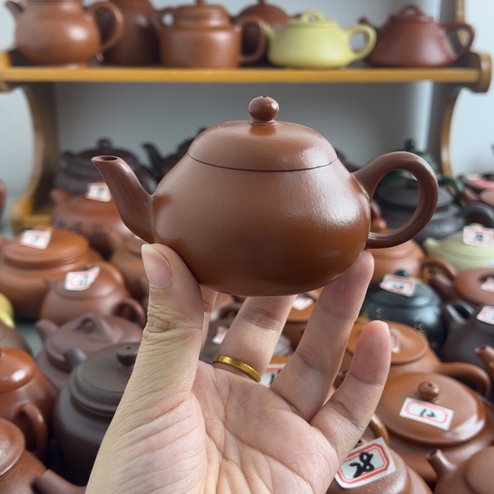 茶壶紫砂100cc朱泥半手