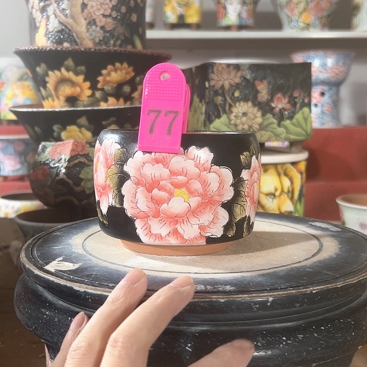 景德镇手绘花盆 满38包邮