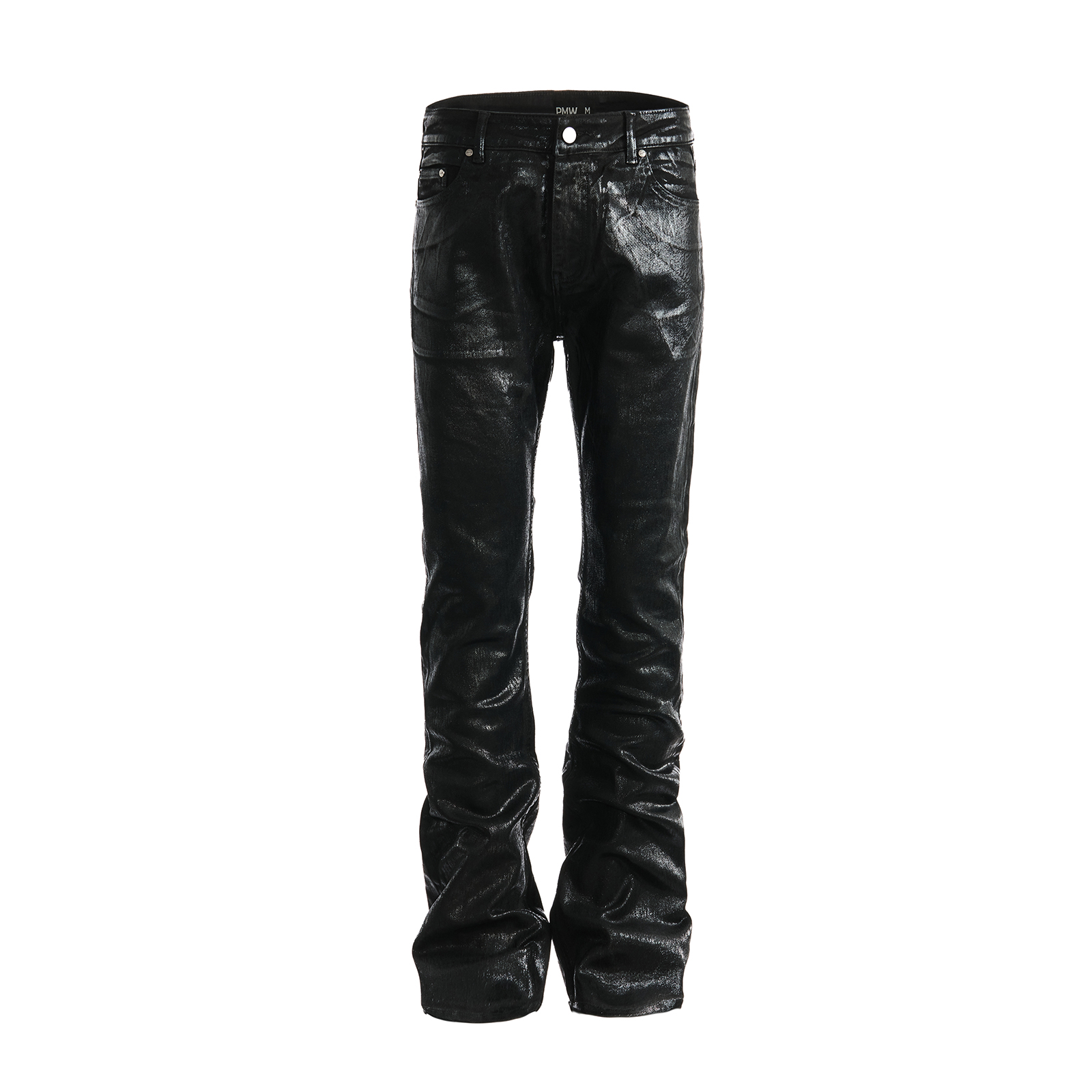 PMW 2024FW 12.5OZ棉弹重磅爆裂纹涂层斑驳牛仔裤微喇潮流百搭裤