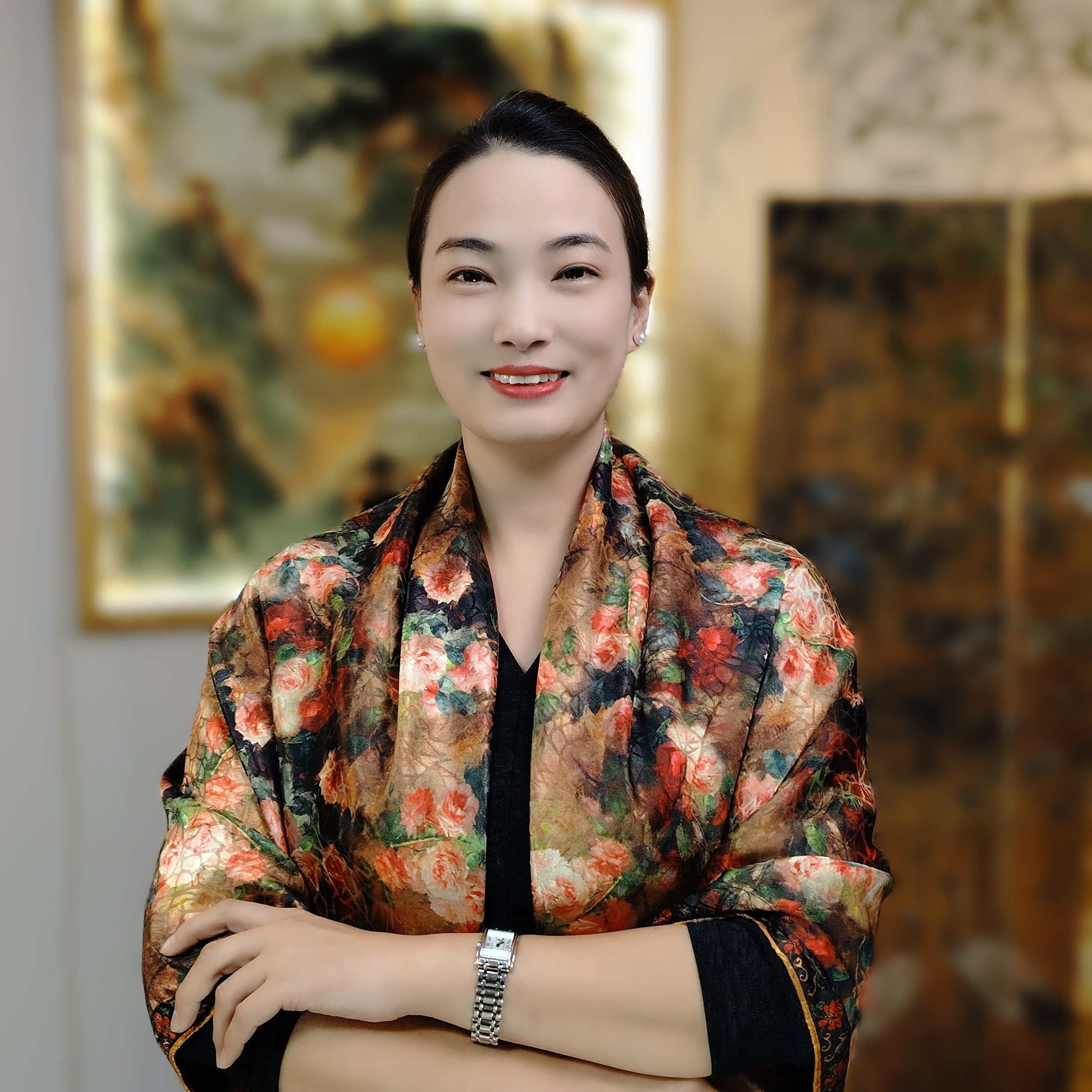 【花漫】140*140老皮子龟裂纹大方巾围巾女士丝巾百搭中国风复古
