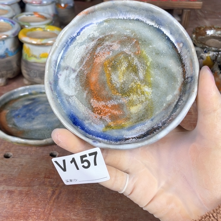 紫砂花盆@*豆陶瓷托盘