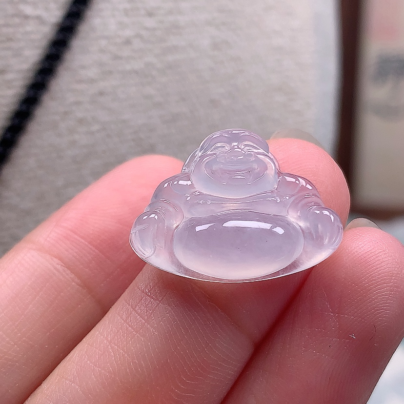 缅甸天然翡翠A货玉冰种佛公坐佛吊坠饰品15.2*21.4*5.8mm