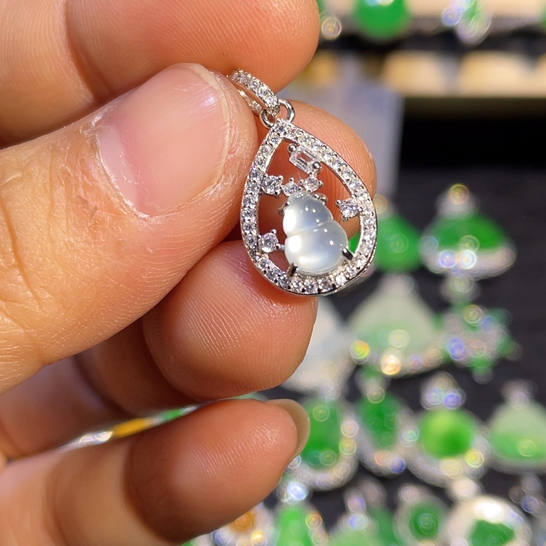 翡翠银S925镶嵌吊坠(不含链)