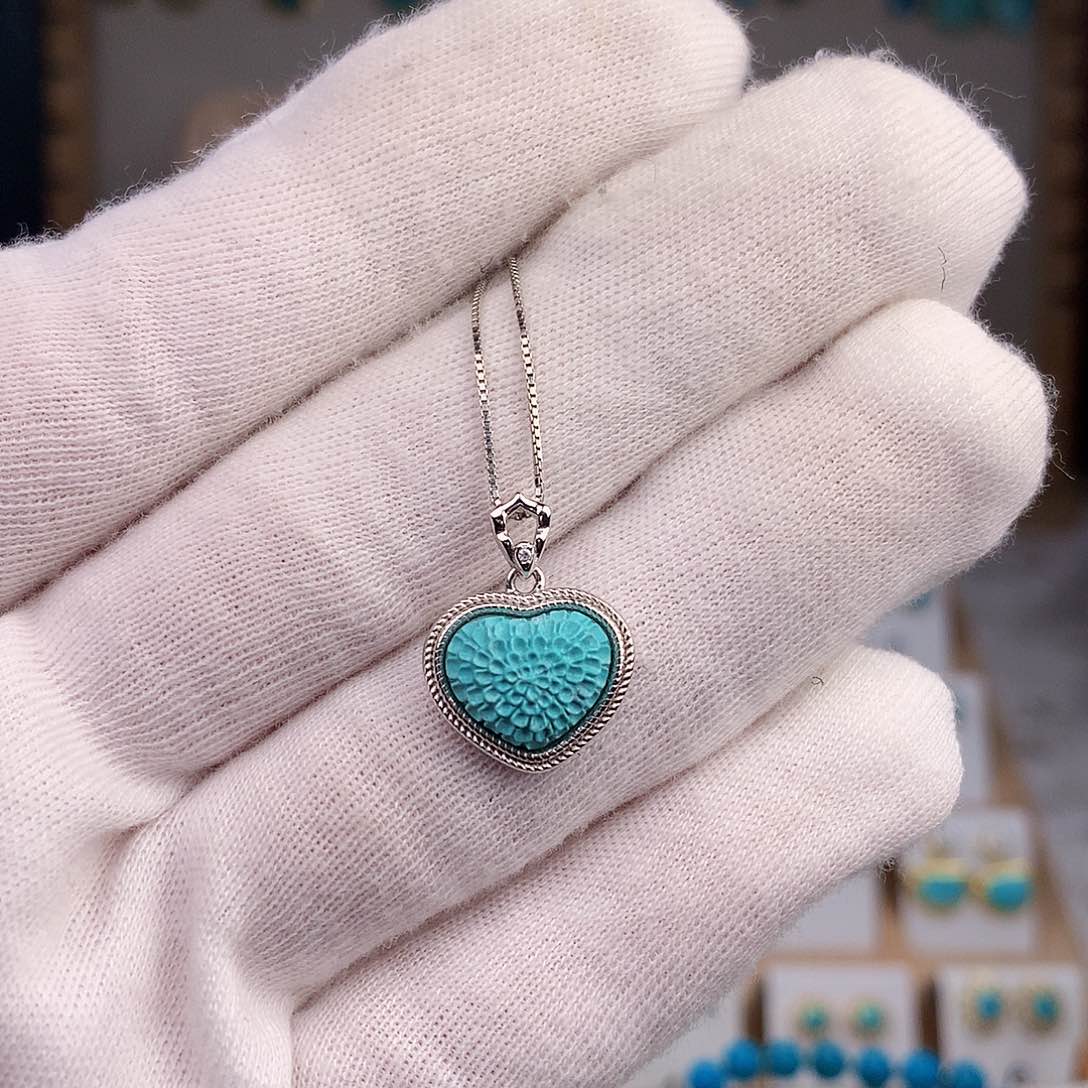 绿松石颈饰银S925镶嵌