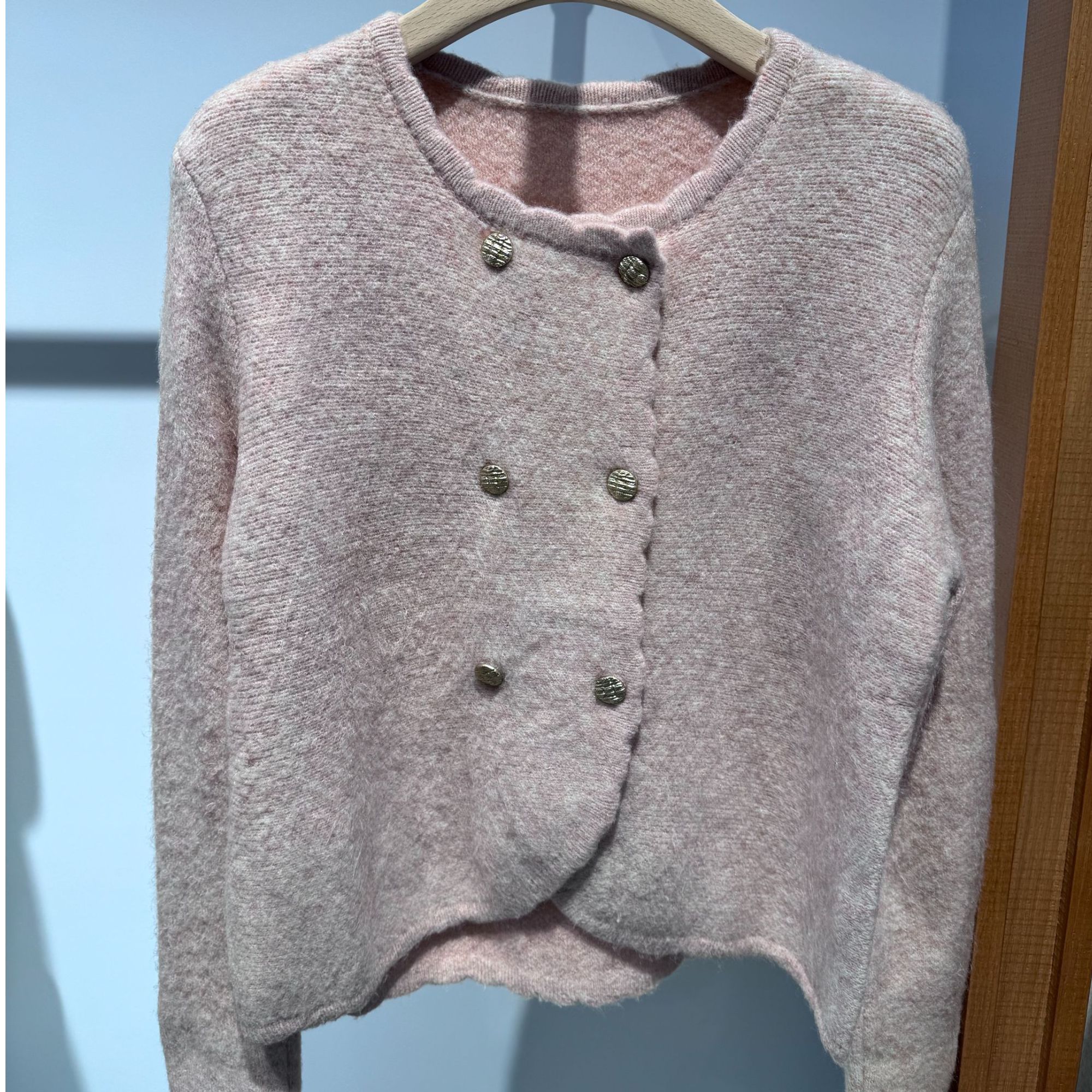 BSIEE气质长袖双排扣短开衫女装保暖简约风百搭短款