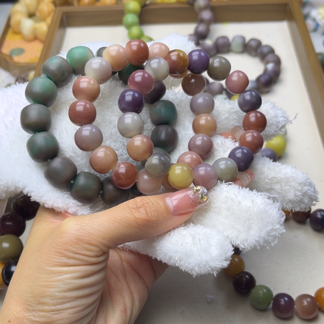 紫***烟手串菩提根/象牙果苹果通货干磨通货3串