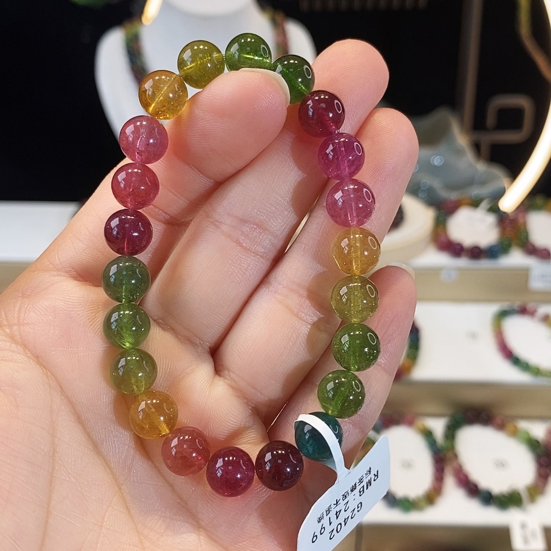 碧玺手串未镶嵌G2402素圈颜色微差