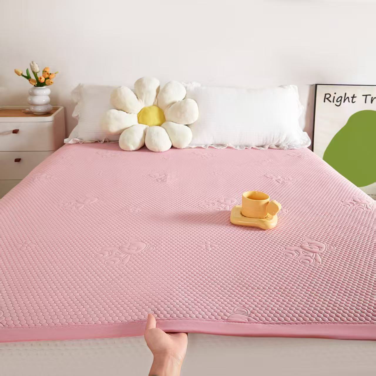 2568小熊单人冰豆豆床毯-A