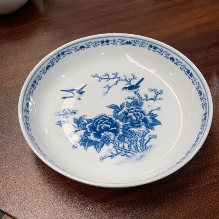 醴陵釉下青花深盘18cm