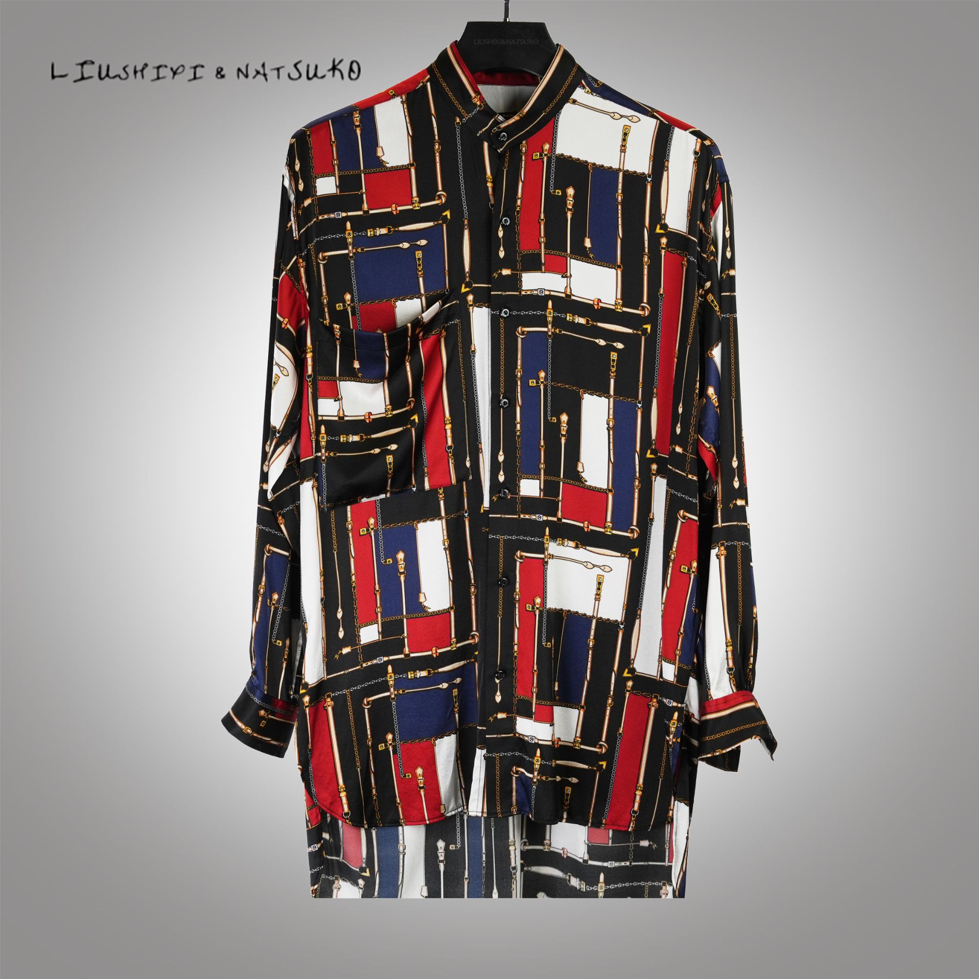 桑蚕丝时尚立领长款衬衫