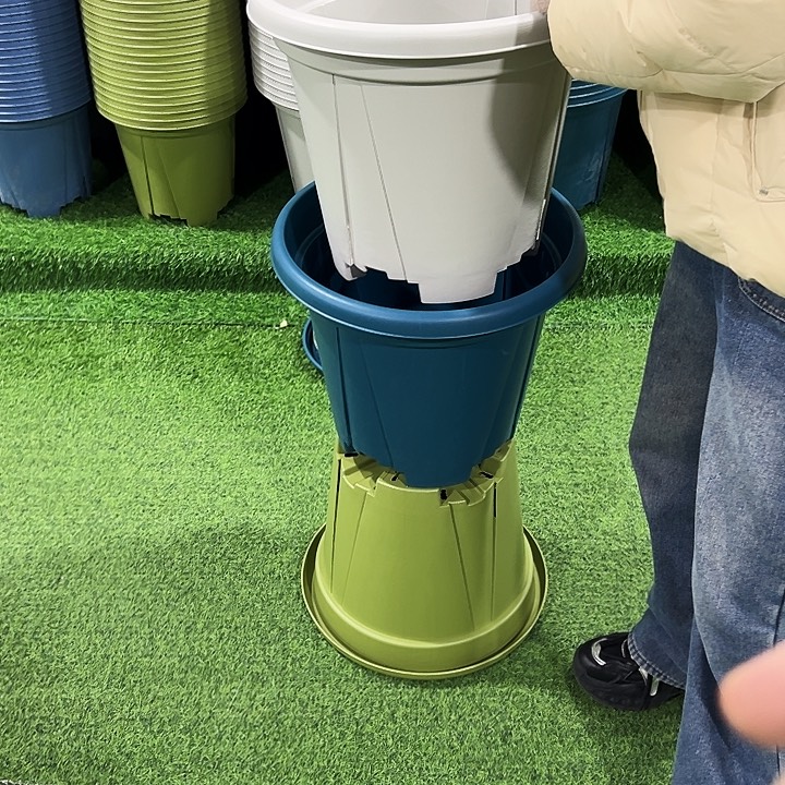 正品青山盆口40高35果绿色带托3只