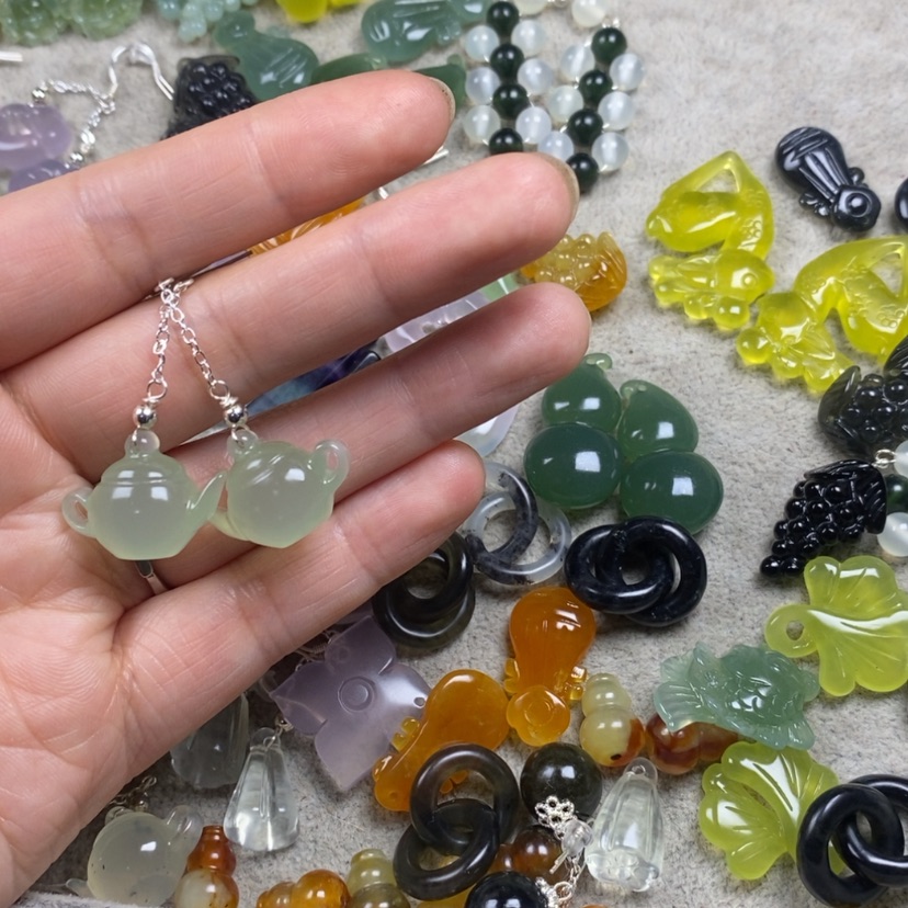 【闪购商品】蛇纹石玉挂件耳饰耳环项链未镶嵌