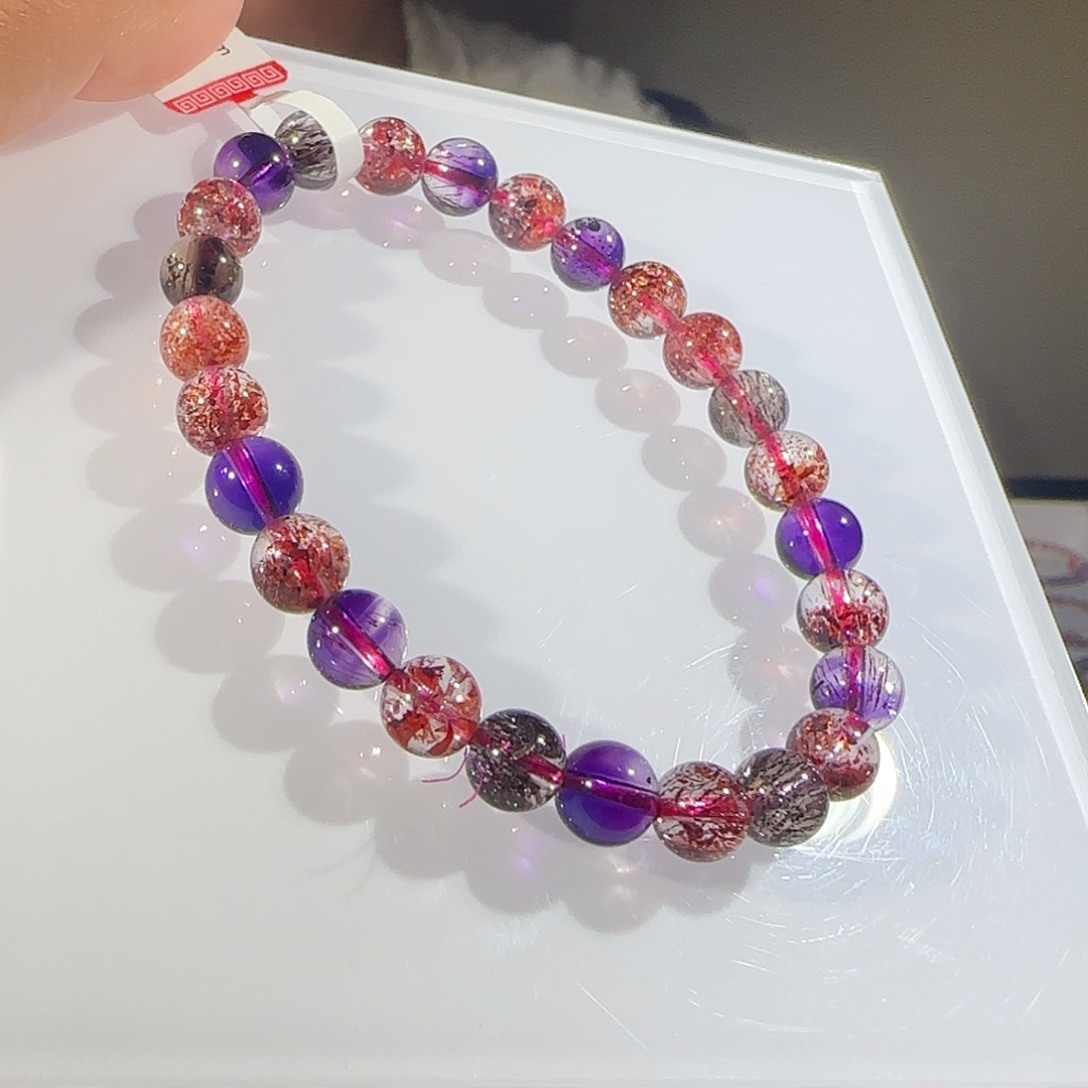 未镶嵌手链水晶7.3mm黑加仑糖果超七手串