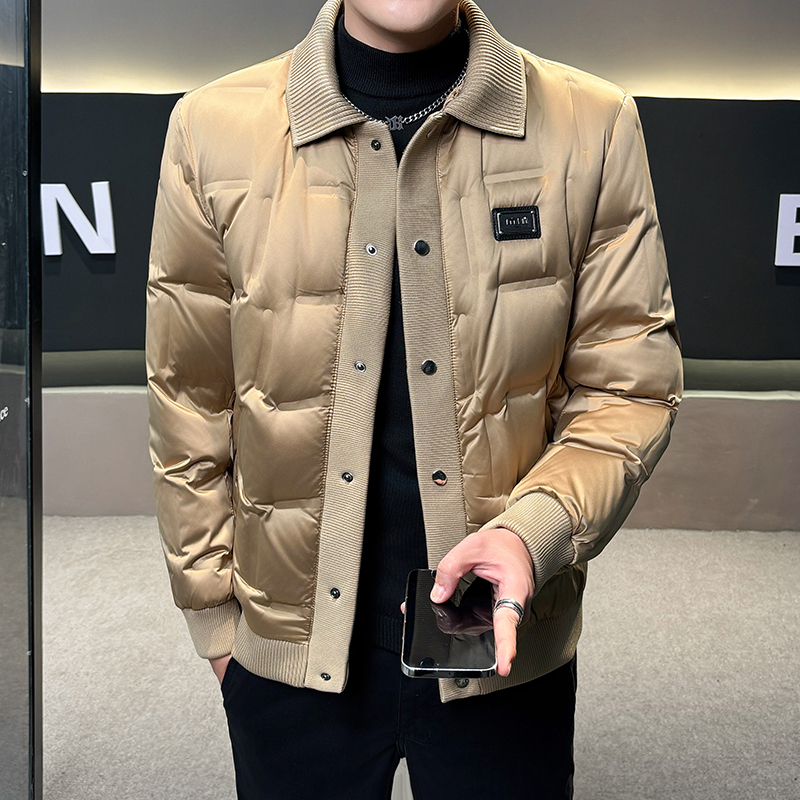新国标90白鸭冬季男士时尚羽绒服外套翻领绒潮流加厚保暖防寒服