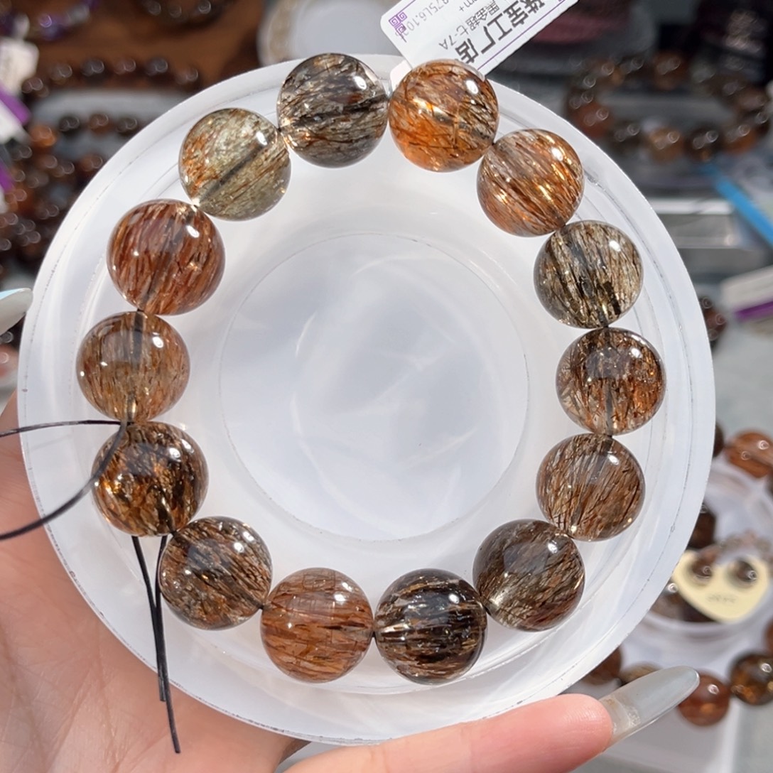 姚***海水晶未镶嵌手链黑金超七15