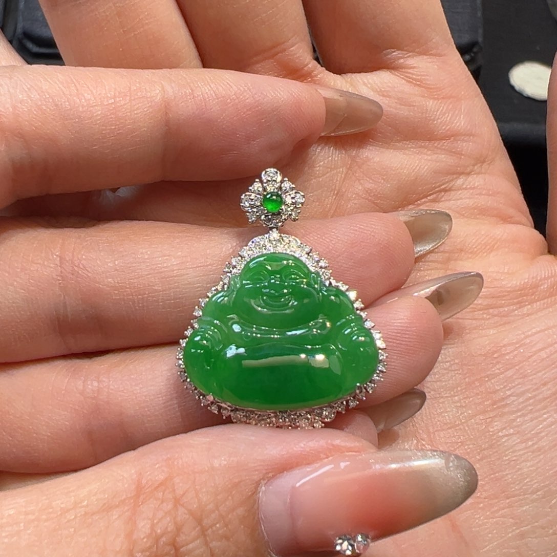 翡翠颈饰18K金镶嵌收货48小时鉴赏期