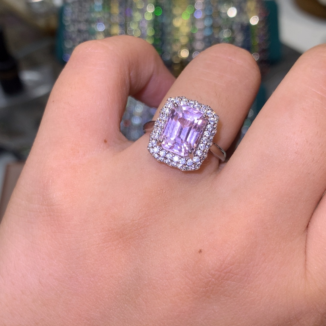 开口戒指锂辉石银S925镶嵌