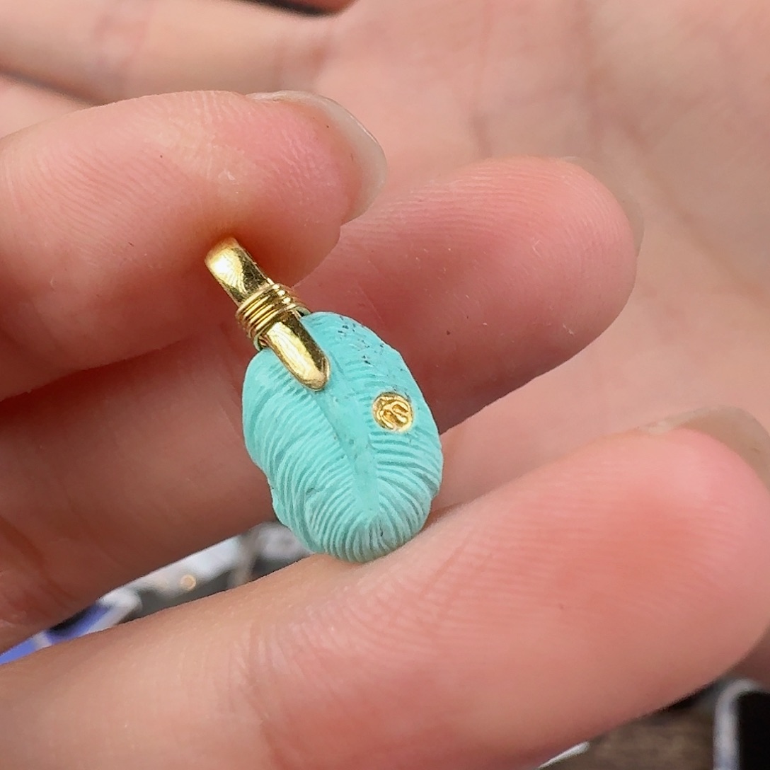 绿松石珠宝奇石18K金镶嵌