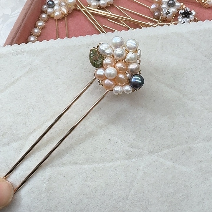 淡水珍珠发饰银S925镶嵌