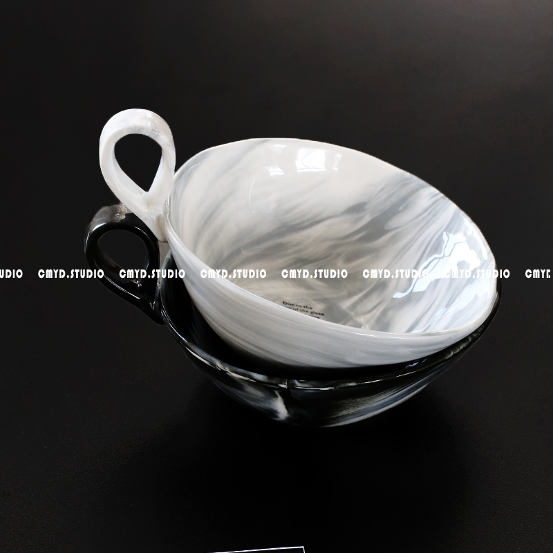 430ml 14.5*5.5cm 5.5寸 高级大理石提手碗高颜值釉下彩沙拉碗