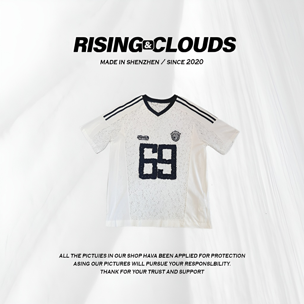 RISING&CLOUDS【莎莎】2025日常休闲显瘦蕾丝宽松T恤上衣040292