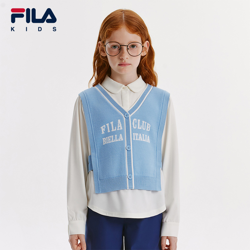 【学院淑女V领】斐乐儿童女大童秋季百搭雅丹风衬衫K12G431405