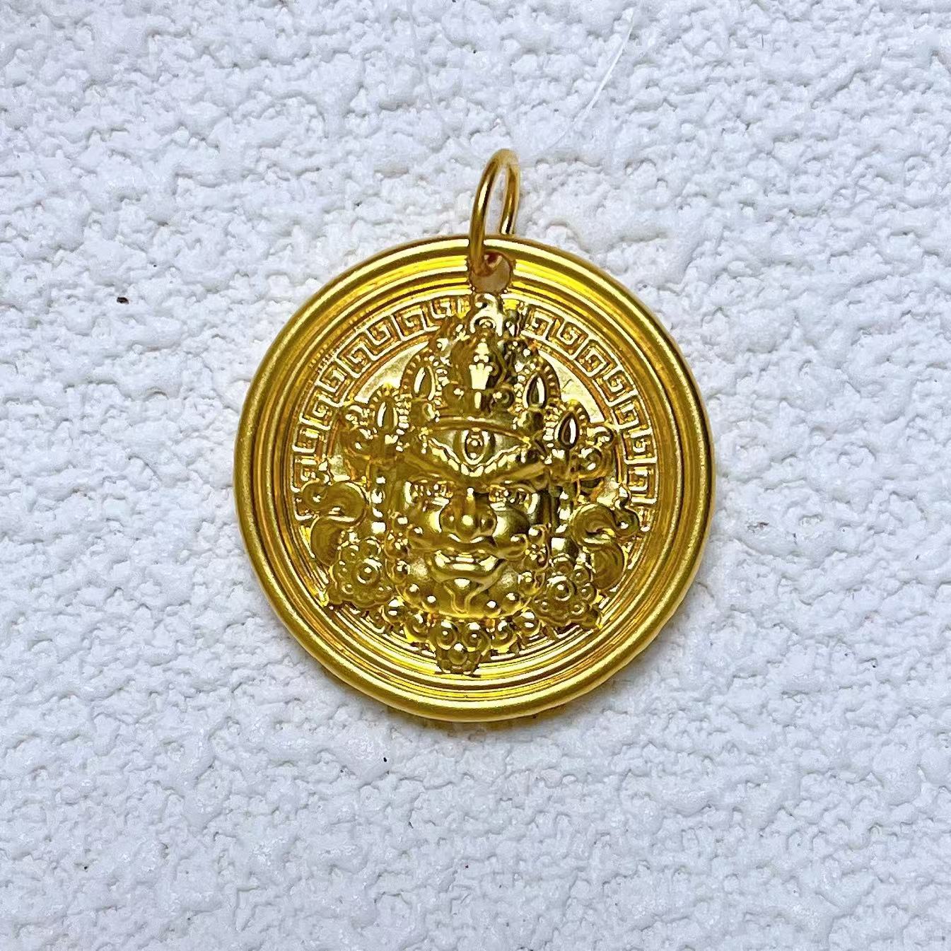 足金999黄财神吊坠时尚百搭简约