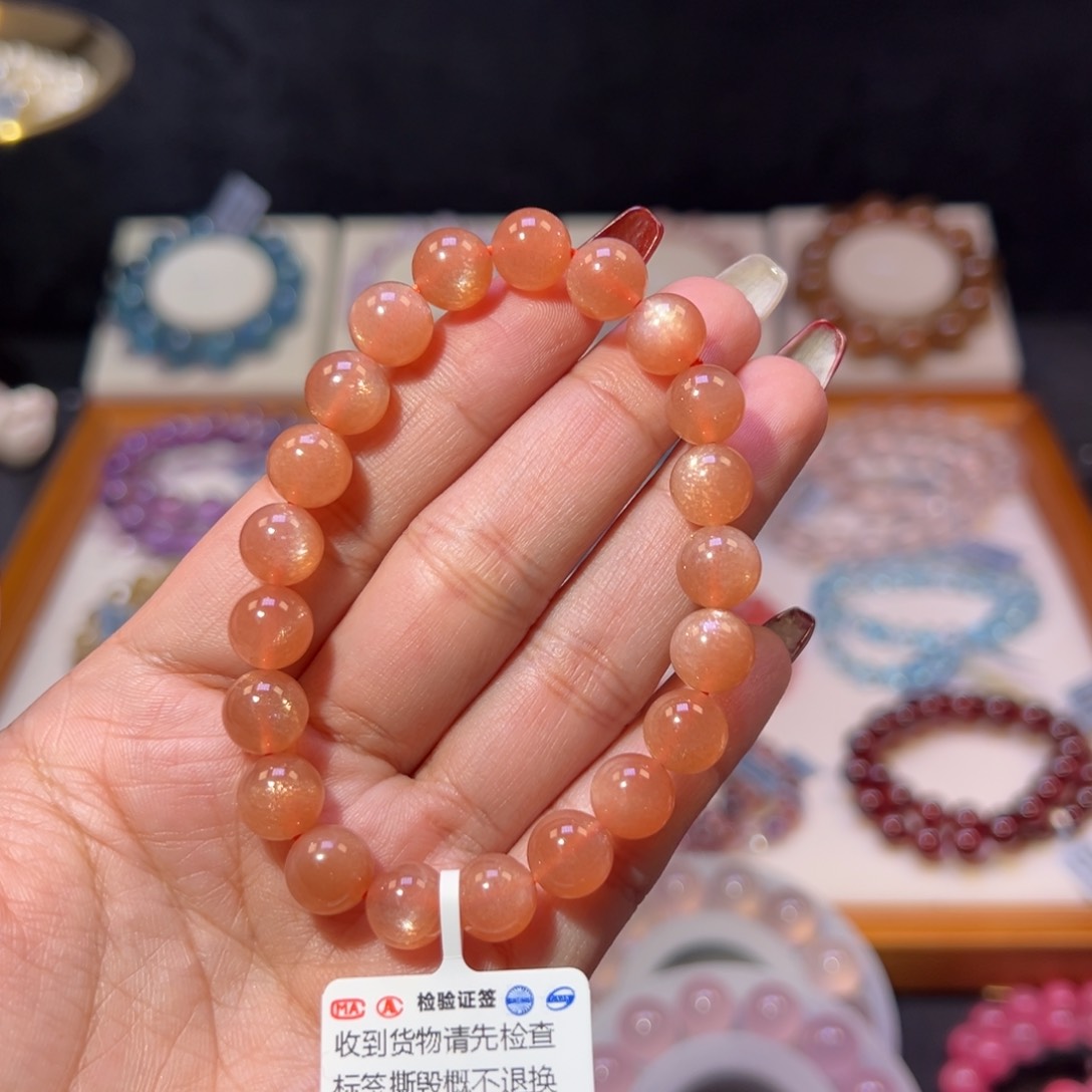水晶手串未镶嵌橙月光9.3m m