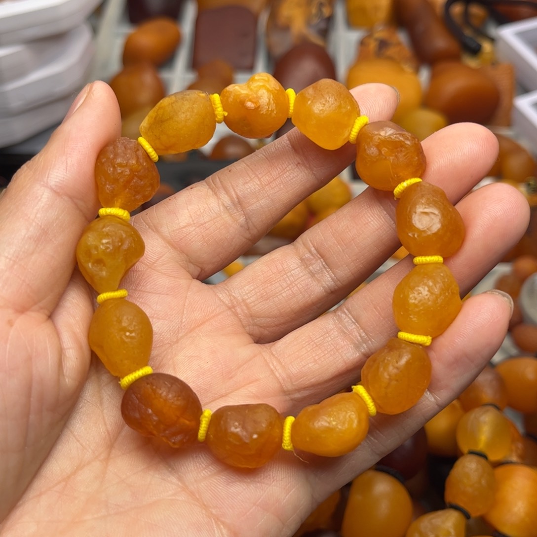 琥珀裸石未镶嵌天然蜜蜡手串