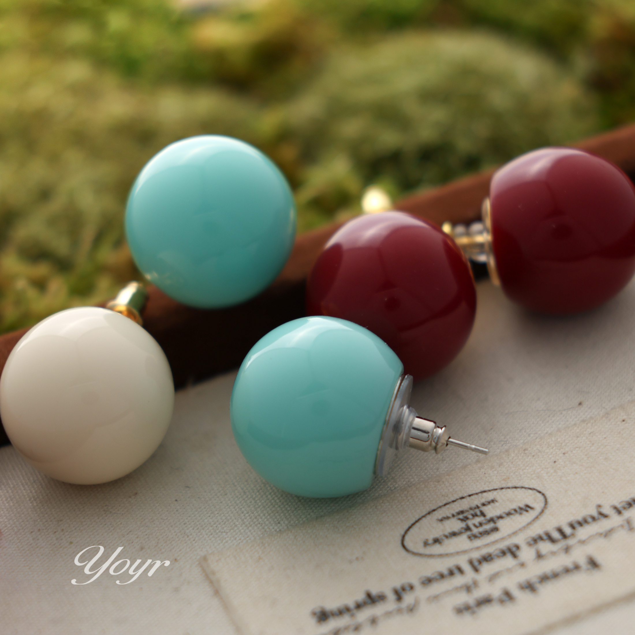 YOYR 铜合金耳饰 糖果圆球耳钉百搭高级设计感气质轻奢小众