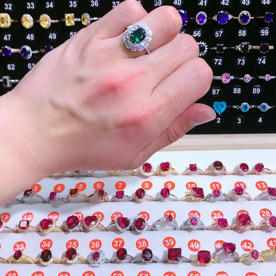 透辉石戒指银S925镶嵌