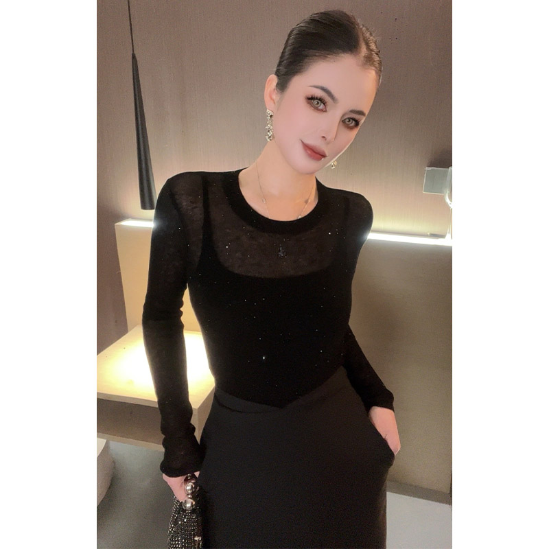 圆领亮片针织长袖打底衫CS30302