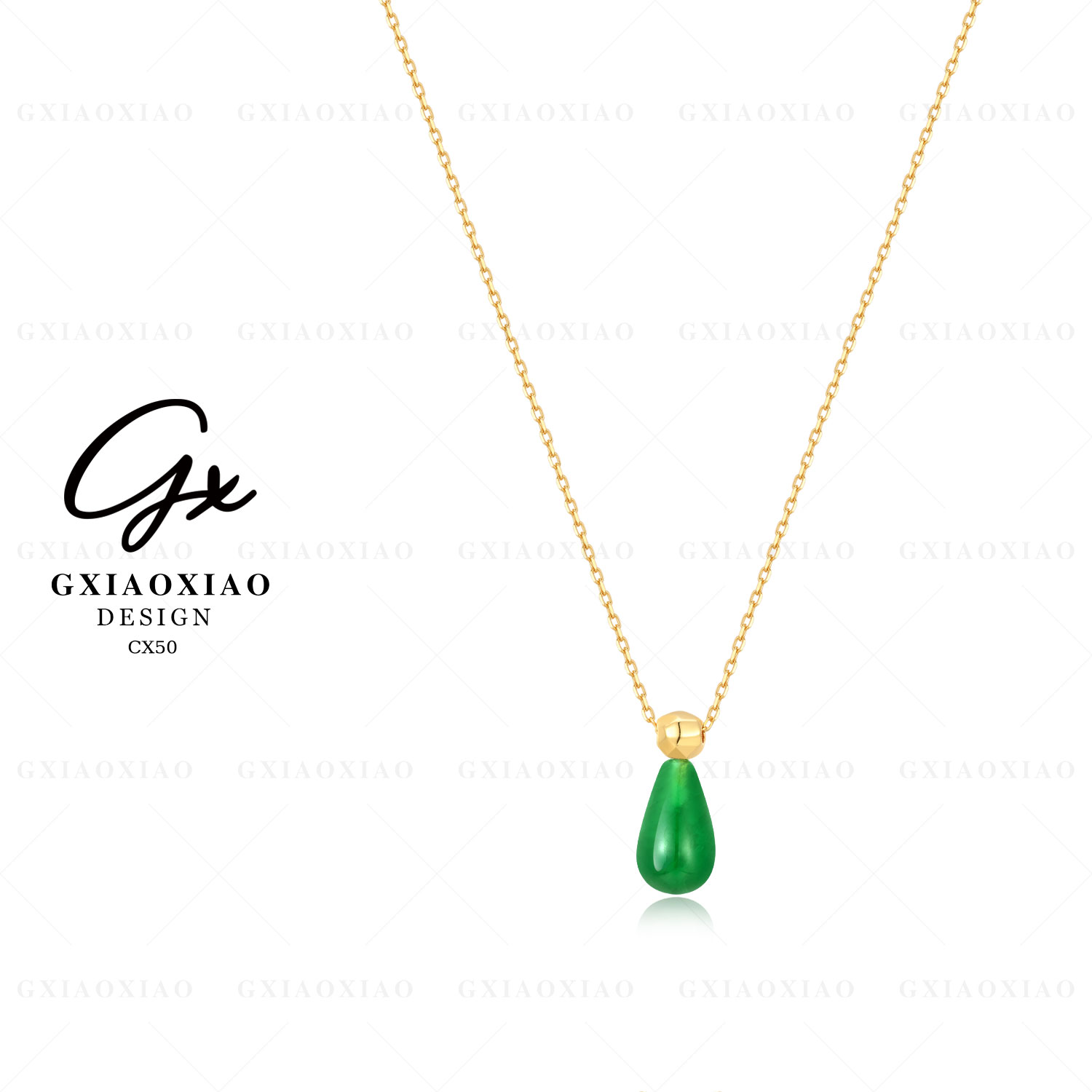 G XIAOXIAO 925银 镀K金 【绿水滴】气质时尚百搭项链 CX50