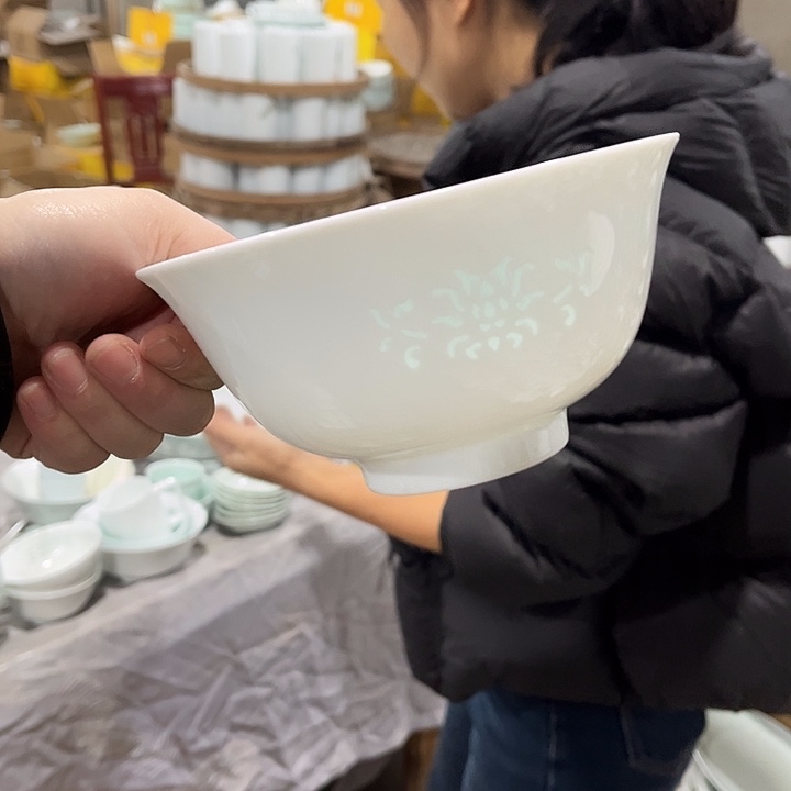 瓷片玲珑6.25英寸面碗两个微瑕包邮