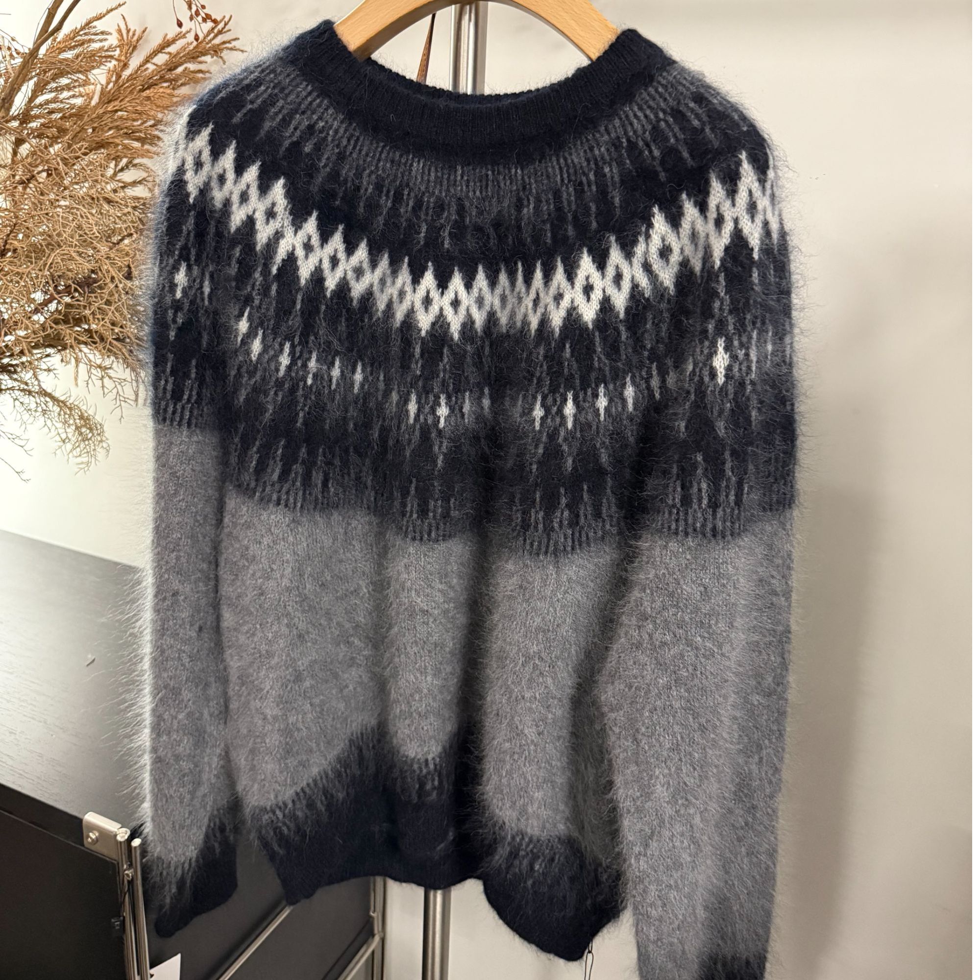 【华尔街】撞色费尔岛风蓬松柔软宽松套头针织衫