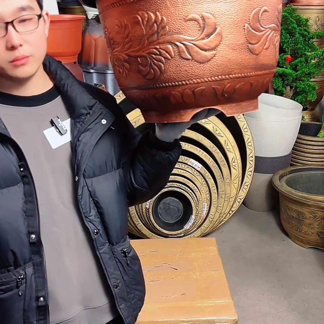 迷***虎古铜色有孔80凤盆