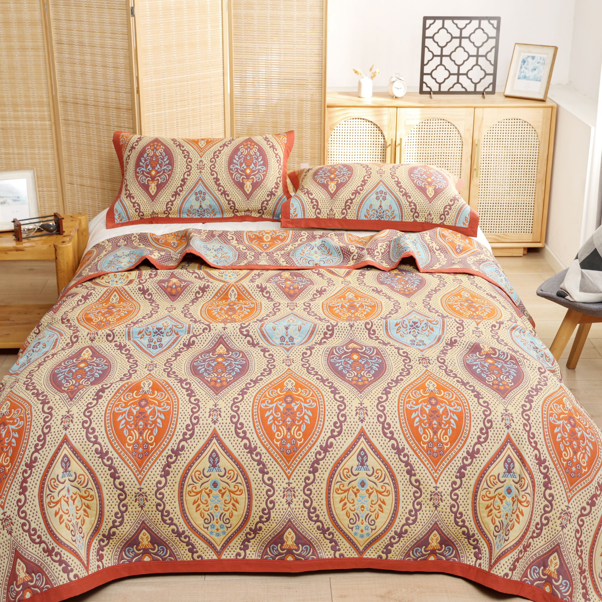 天然罗布麻提花床盖-210*240cm欧曼情调