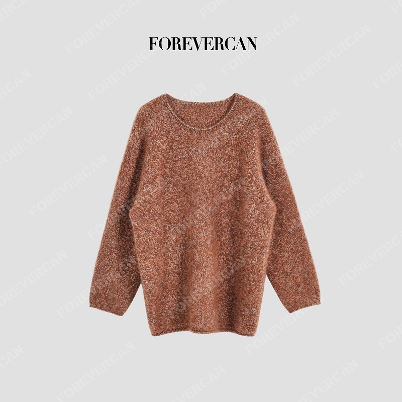 FOREVERCAN“暮色流霞”100绵羊毛圆领茧型针织毛衣 MY40101C