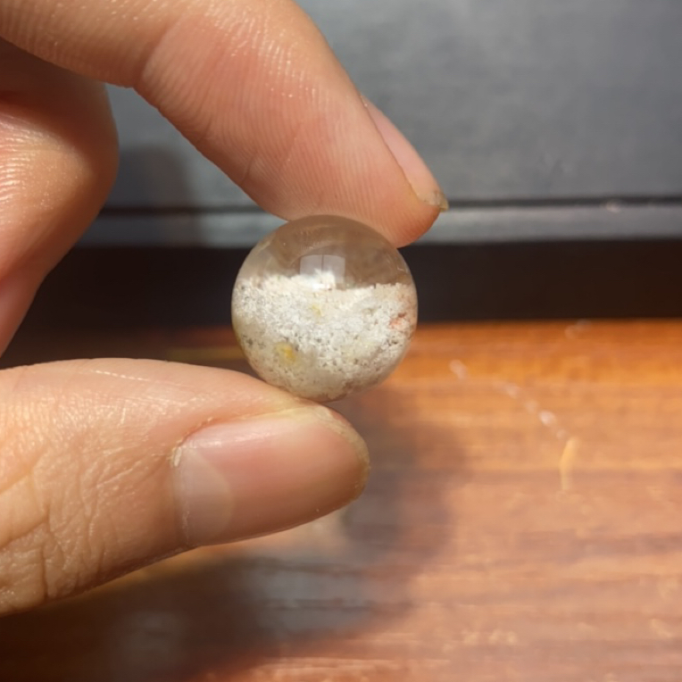 天然半盆白幽灵单株 晶体通透 14.5mm 未打孔手串diy散珠