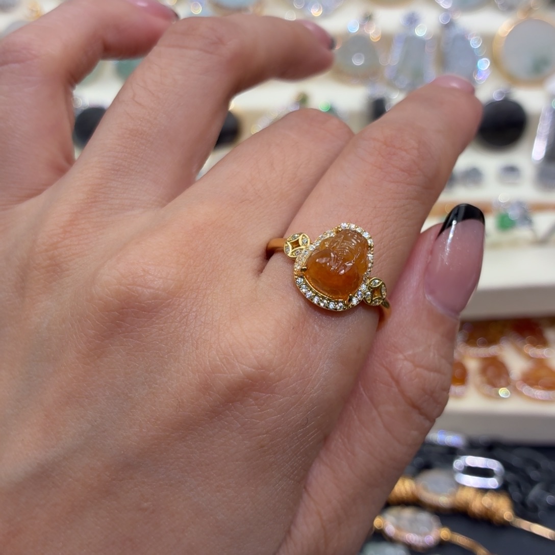 翡翠银S925镶嵌颈饰貔貅戒指