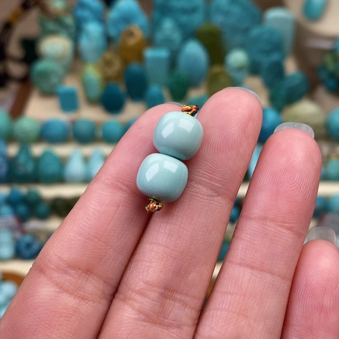 绿松石珠宝奇石未镶嵌9mm