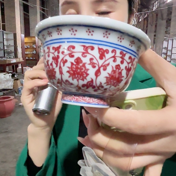 其他陶景德镇高温陶瓷缠枝莲压手杯