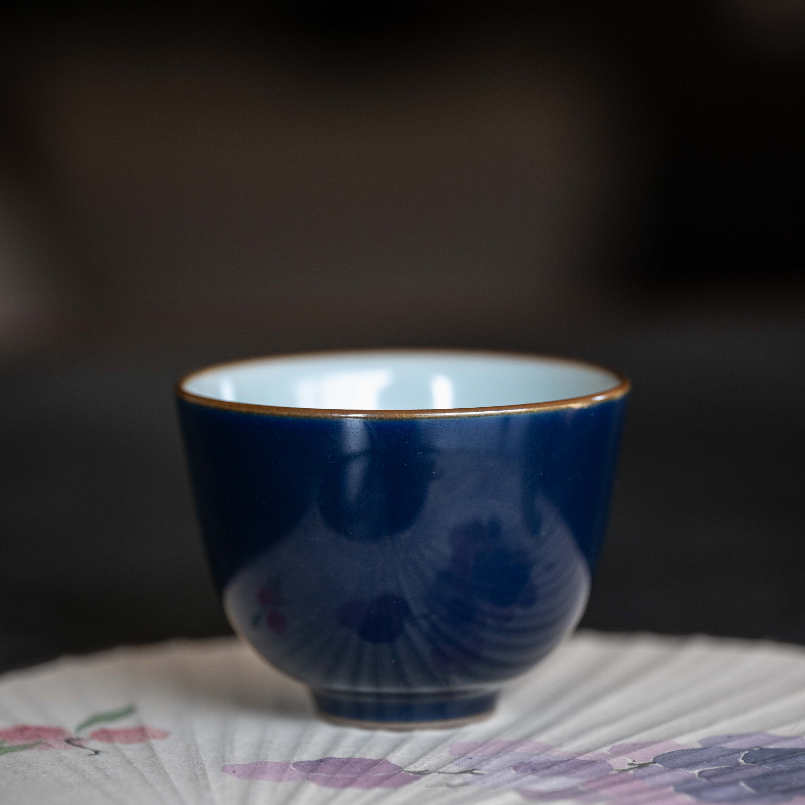 文心素器 气窑 霁蓝天青手握杯主人杯