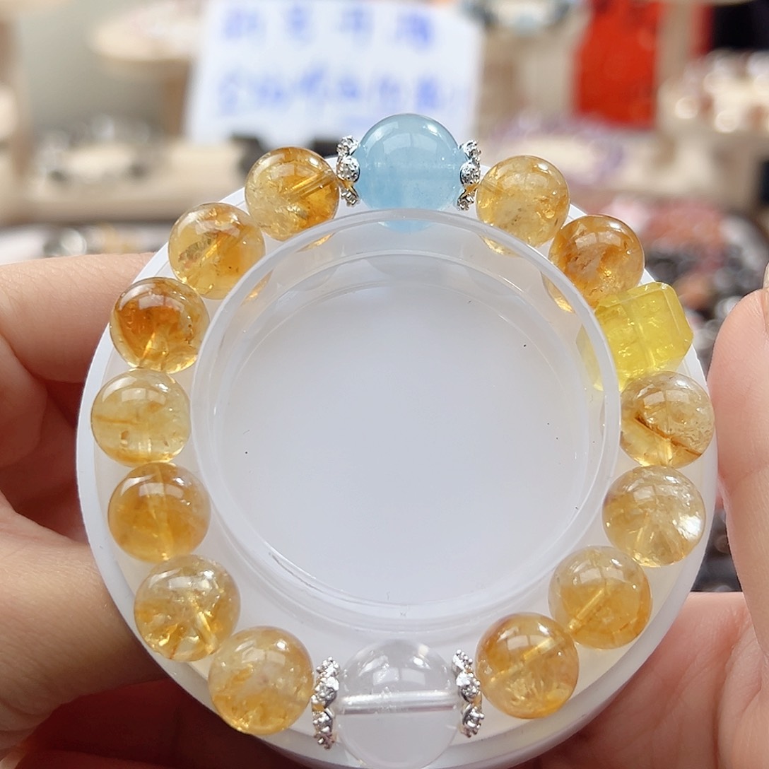 水晶手串未镶嵌黄塔晶11m m