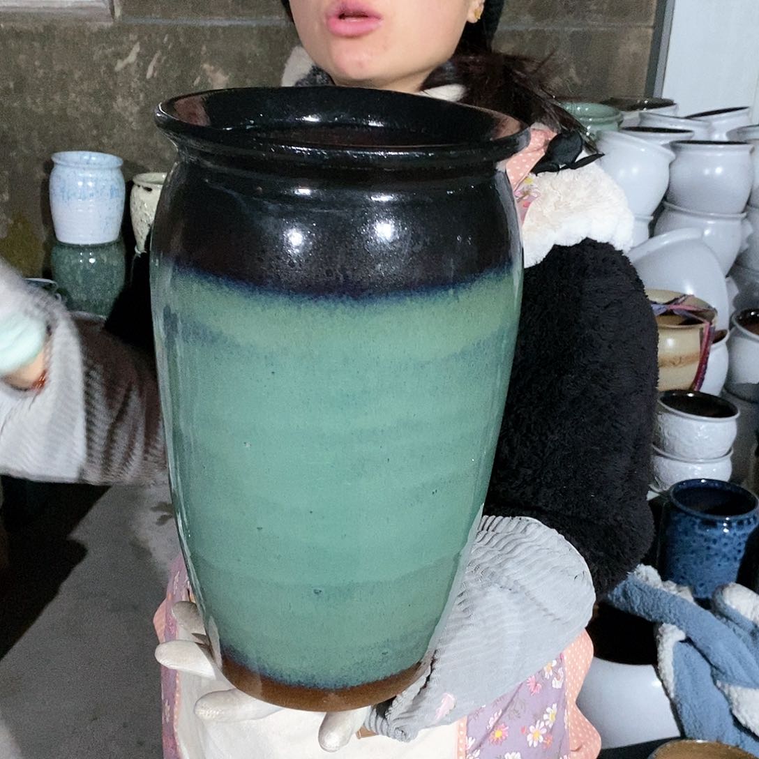 紫砂花盆瑕疵口21高37