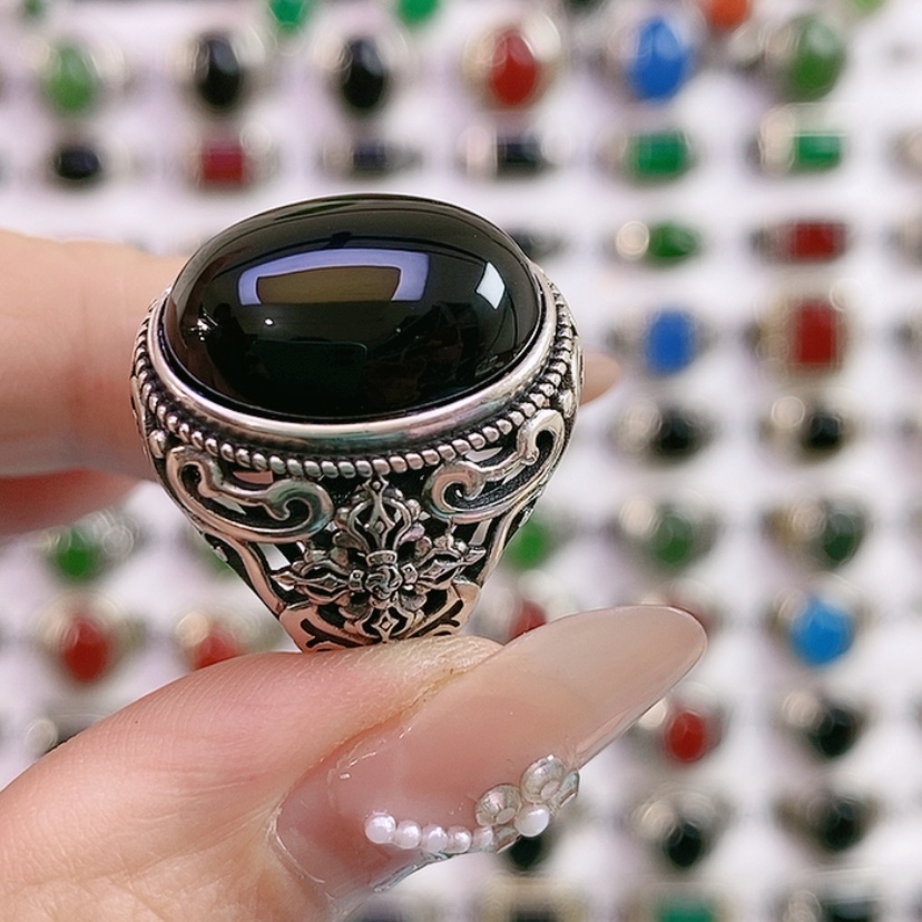 【闪购商品】银S925镶嵌戒指玛瑙/玉髓