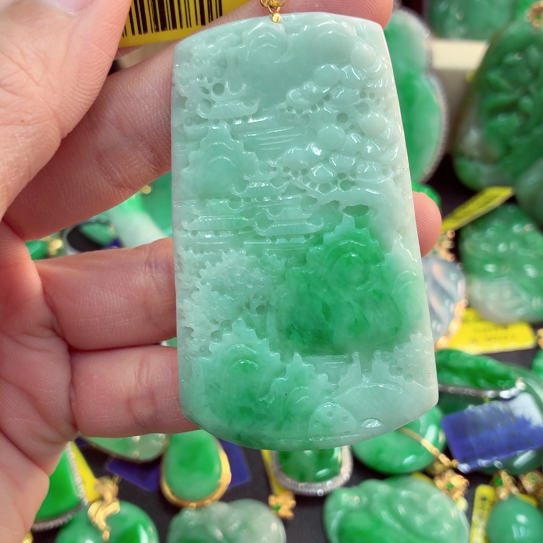 翡翠18K金镶嵌吊坠(不含链)